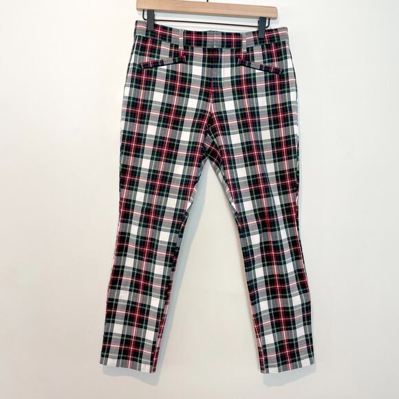 Gap Signature Skinny Ankle Red Green Preppy Plaid Christmas Holiday Pants Sz 6 - Picture 1 of 8